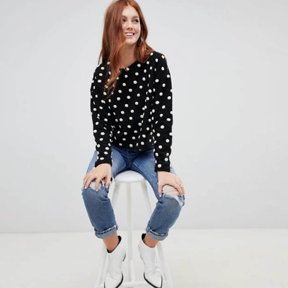 Black and white polka dot sweater